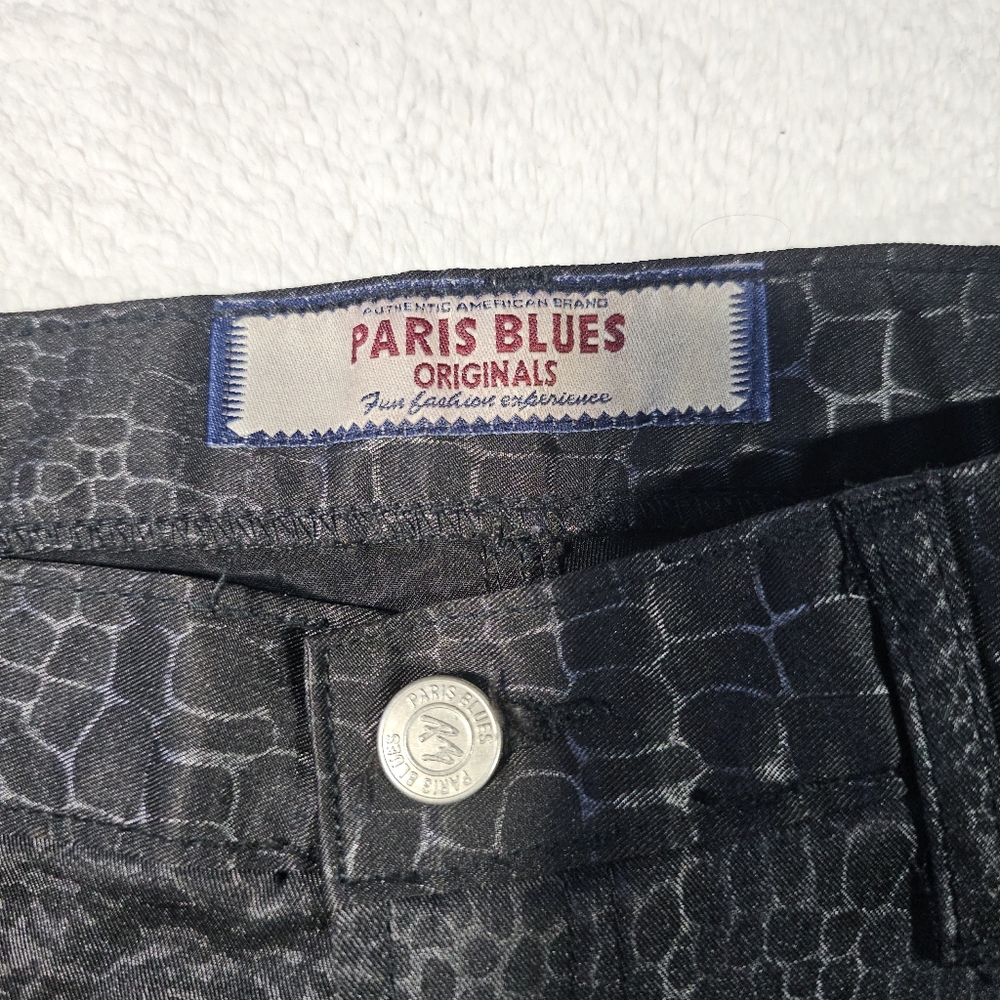 Paris Blues Vintage 1980's Midrise Flare Tiger Striped Pants Black 13 - Picture 3 of 10